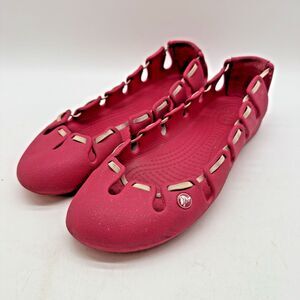 CROCS Springi Bungee Ballet Flats Women's 6 Hot Pink Lightweight Slip On Shoes